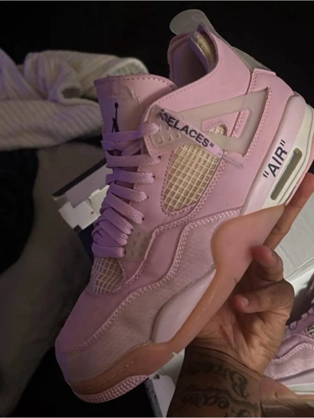 Pink Custom Offwhite Jordan 4s